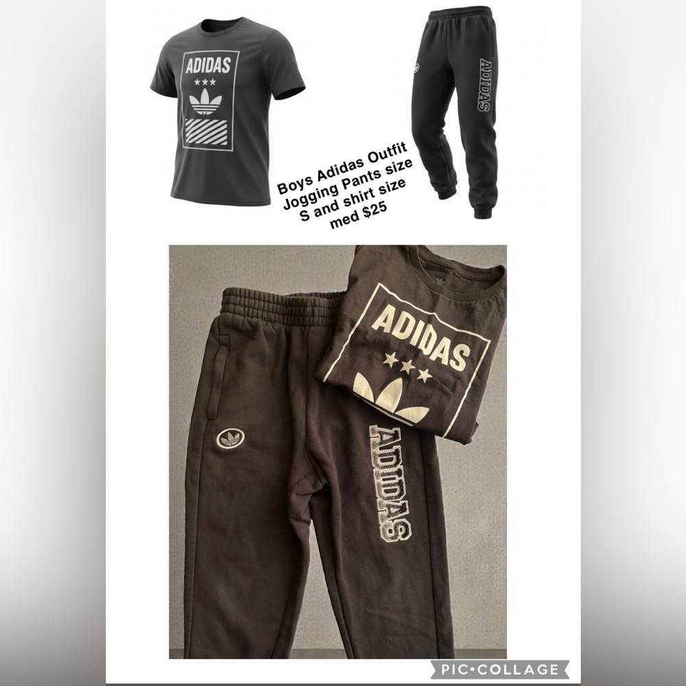 Adidas Kids Black Sweatpants and Tee Set